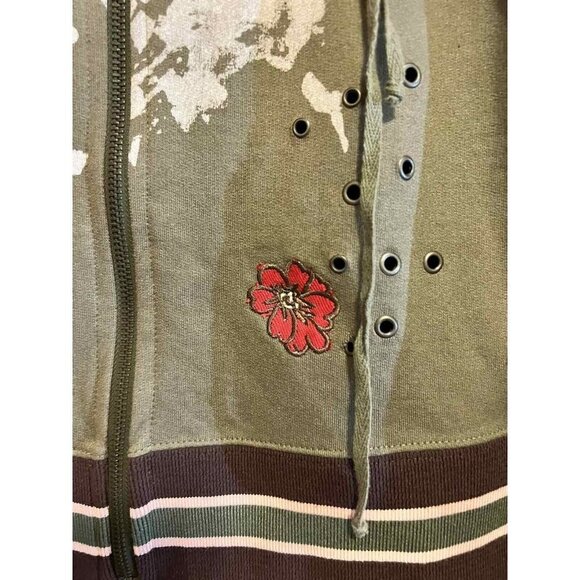 BUFFALO David Button Women's Patchwork Zip Up Jacket S/P Cotton Blend eagle - Picture 2 of 12